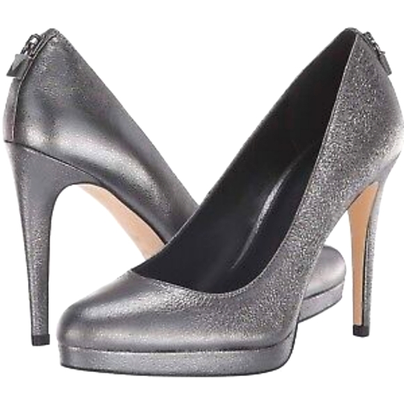 NEW Michael Kors Antoinette Pumps Metallic Sparkle Silver Size 9.5 - Picture 1 of 7